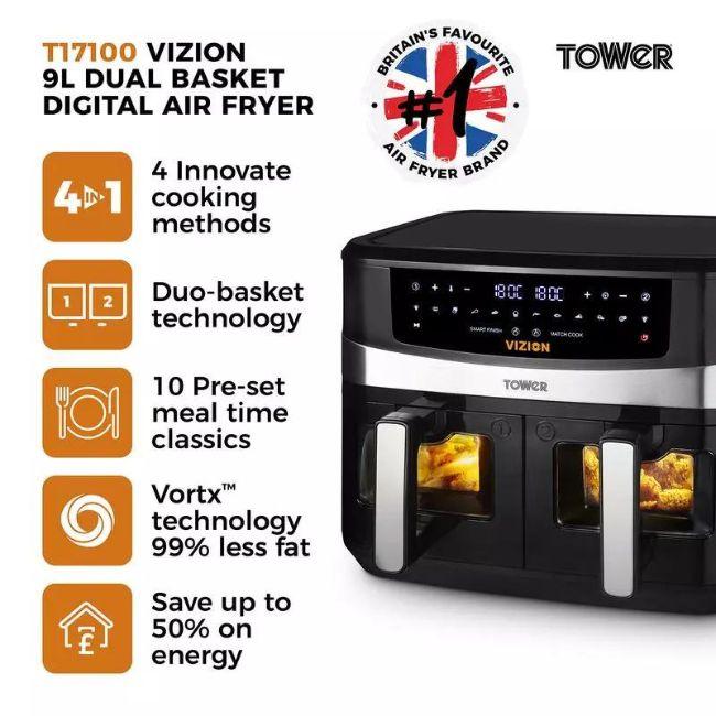TOWER TWIN AIR FRYER 5.2L AND 3.2L T17100